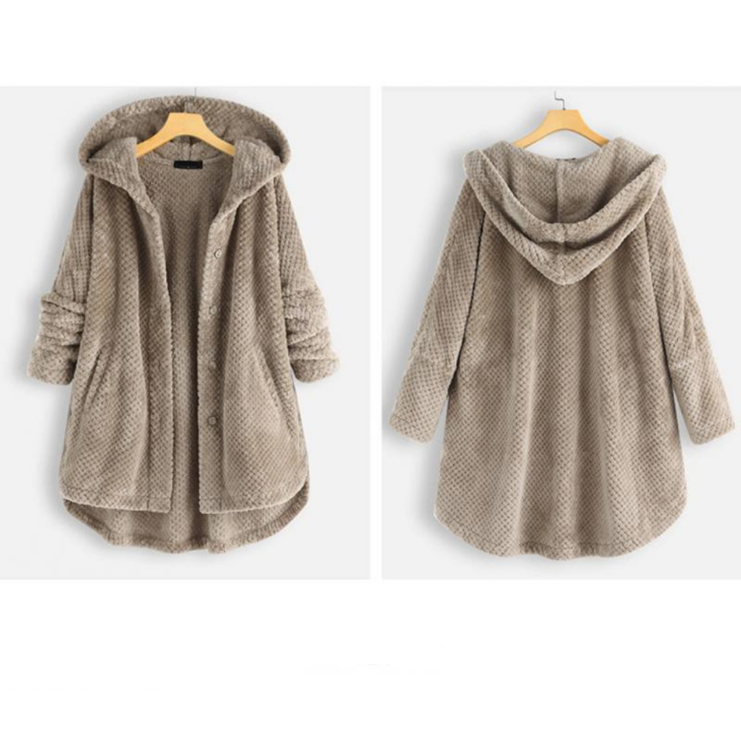 Trendy Cut Fleece Jacket with Hood - FleeceLux