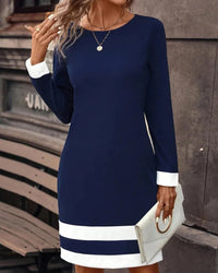 Elegant Dark Blue Women's Dress with Classic Silhouette – Aurelia