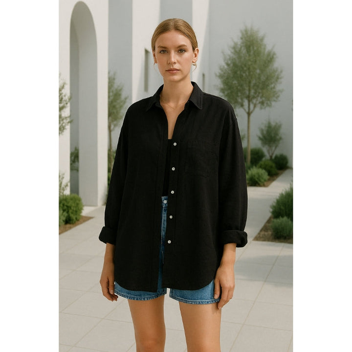 Leinen Damenbluse mit Knopfleiste – Marise