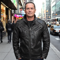 Men's leather jacket with detachable hood – Autumn edition Marcellus