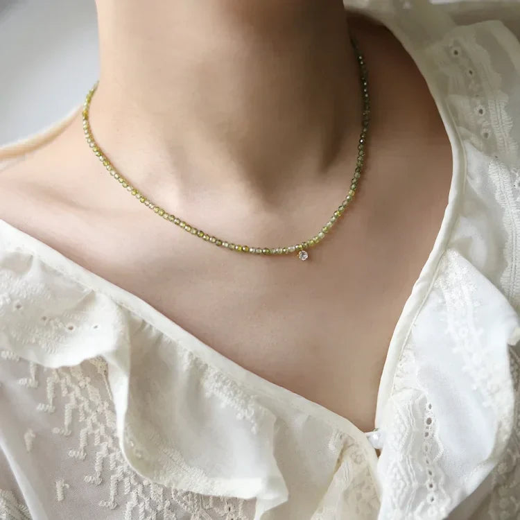 Olive Green Cubic Zirconia Necklace – Celeste