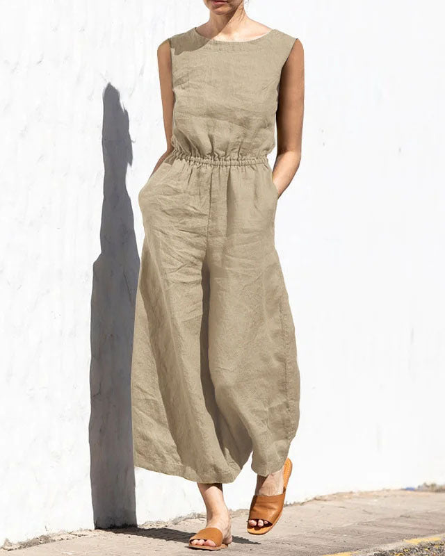 Sleeveless Jumpsuit with Wide Leg – Aurelia