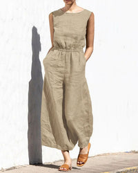 Sleeveless Jumpsuit with Wide Leg – Aurelia