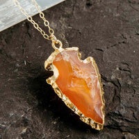 Natural Crystal Carnelian Arrowhead Necklace – Aeliana