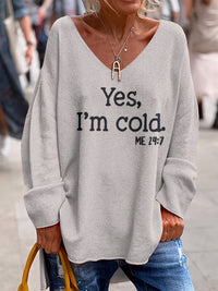 Women's Oversized V-Neck Sweater with Pattern – Alenia