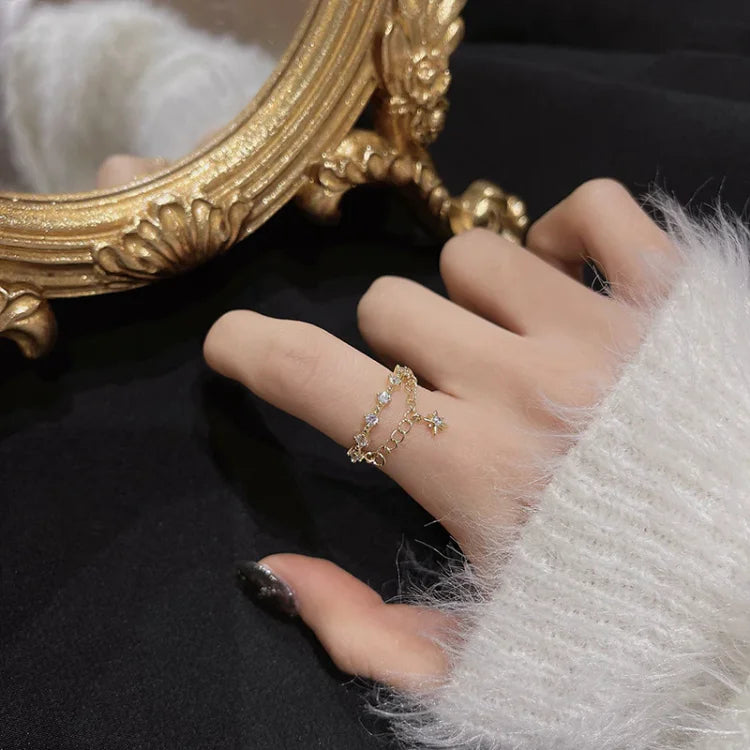 Anillo de cadena con hexagrama dorado – Lyra
