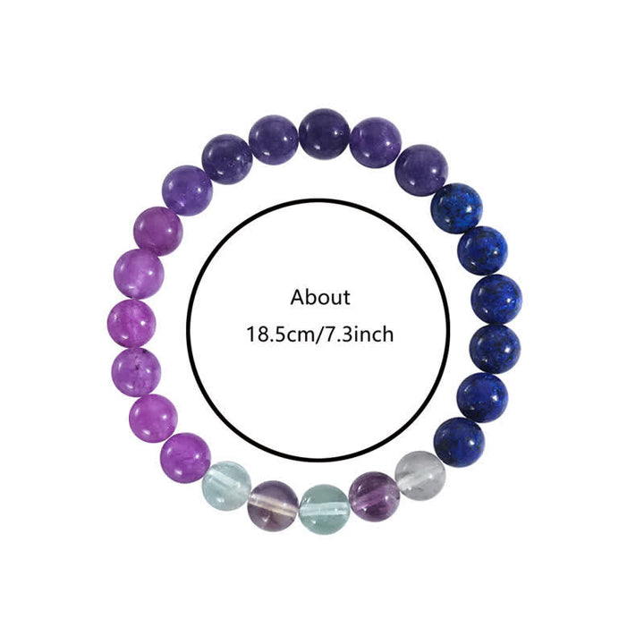 Anti-Anxiety Amethyst, Lepidolite, and Lapis Lazuli Bracelet - Aurora