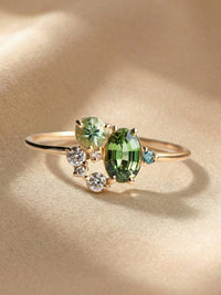 Natural Peridot with Zircon Ring – Selene
