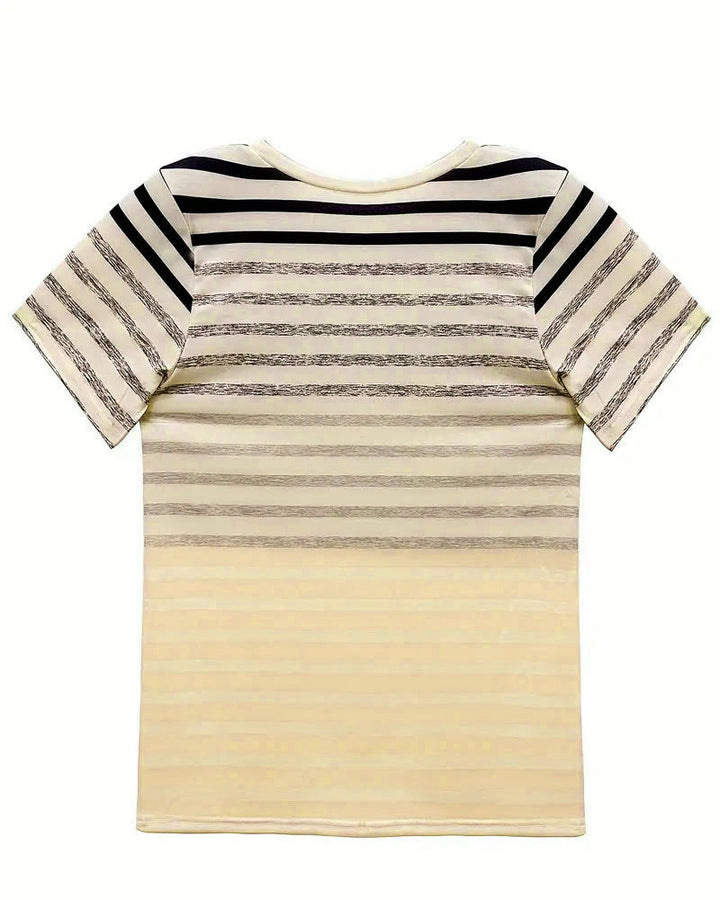 Camiseta de mujer a rayas con cuello redondo y degradado – Melia