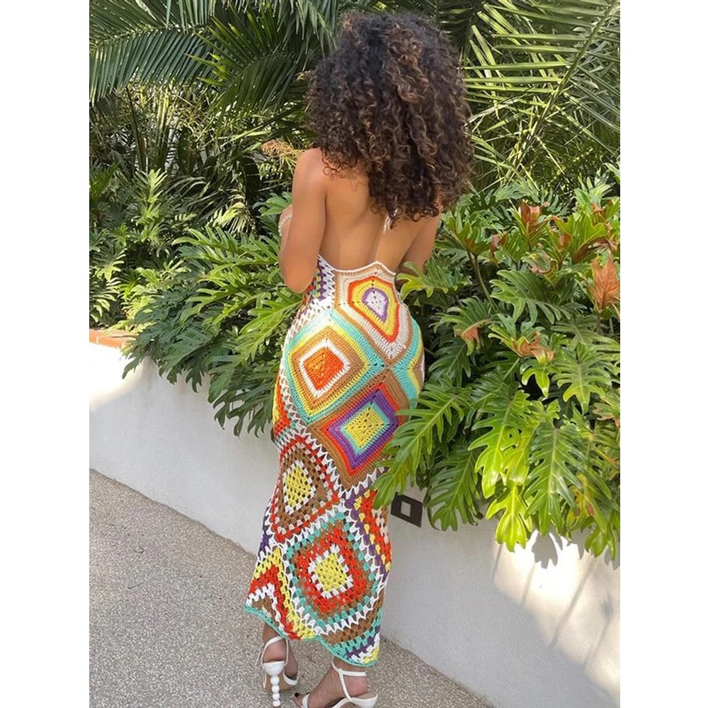 Handmade Crochet Long One-Piece Beach Dress – Soleia