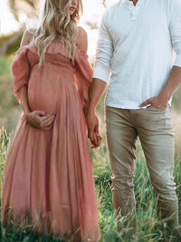 Boho Chic Maternity Dress with Boat Neckline - Elora