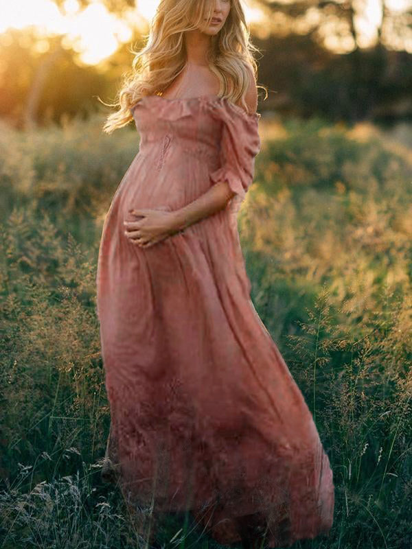 Boho Chic Maternity Dress with Boat Neckline - Elora