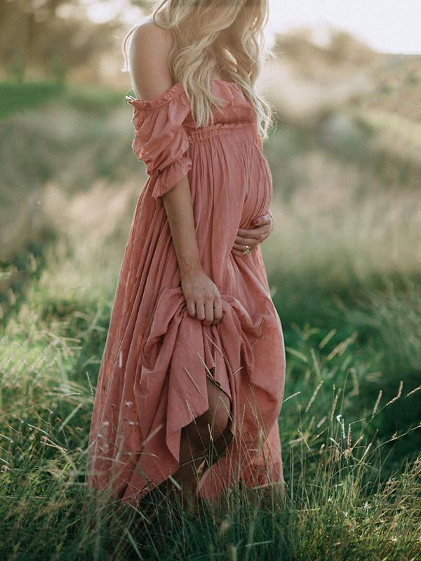 Boho Chic Maternity Dress with Boat Neckline - Elora