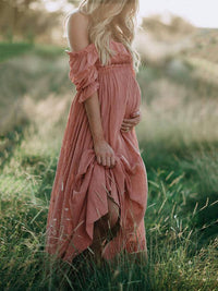 Boho Chic Maternity Dress with Boat Neckline - Elora