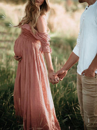 Boho Chic Maternity Dress with Boat Neckline - Elora