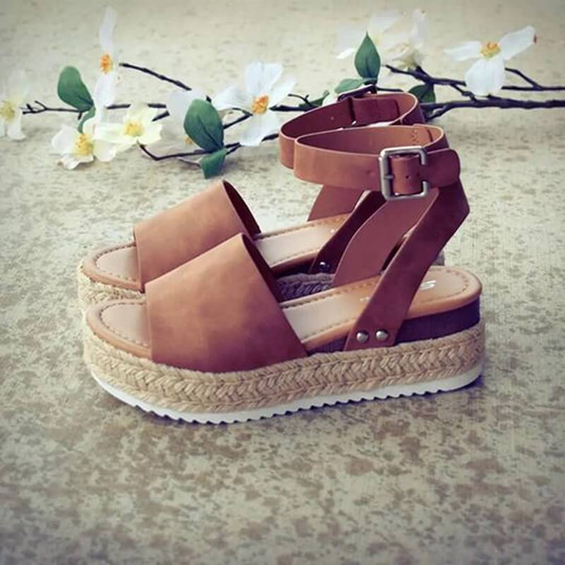 Women's Platform Espadrille Sandals with Wedge Heel & Straps – Livia