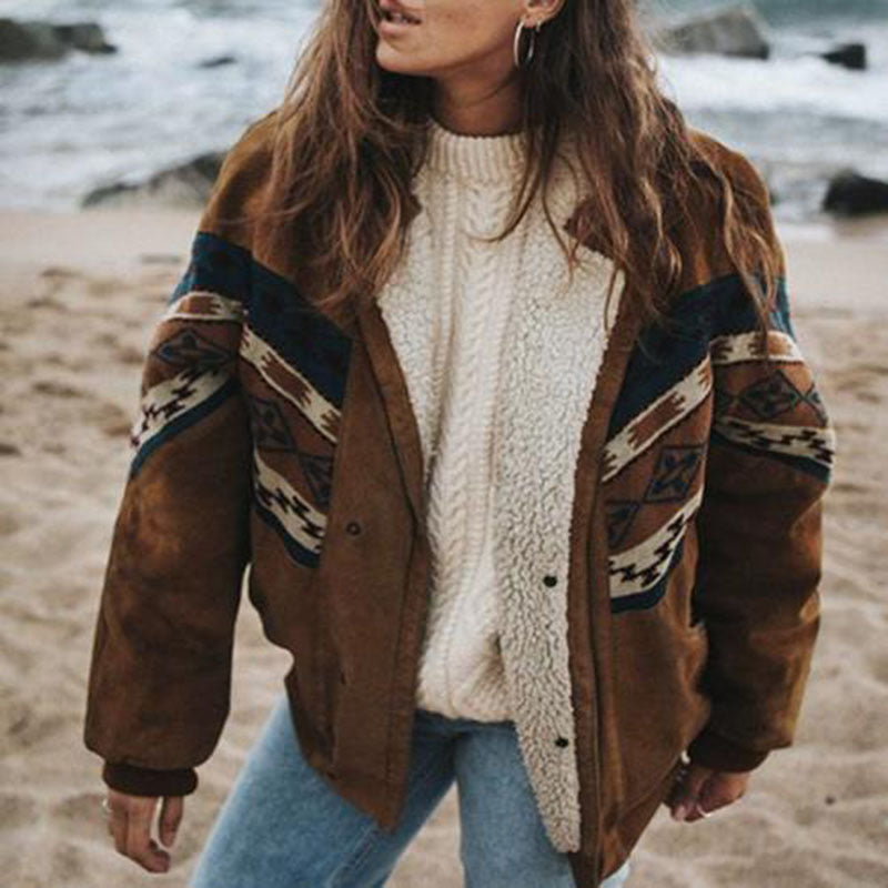 Warme Retro-Plüsch-Winterjacke – Daisy