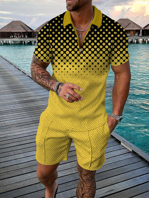 Two-piece men's summer outfit with polo and shorts – Damon
