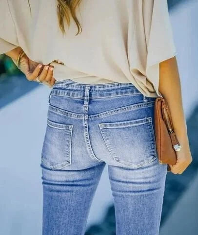 Trendy Denim Pants with High Waist - Mila