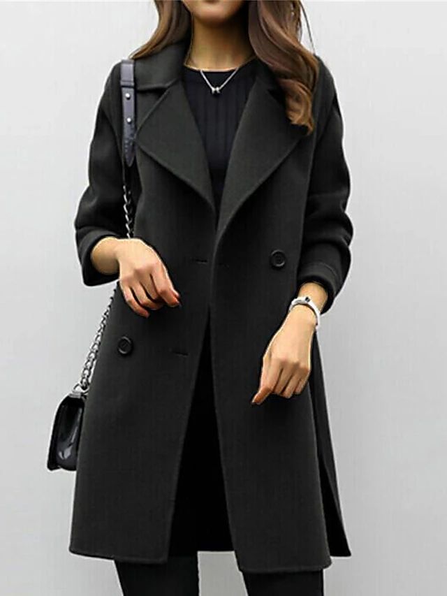 Women's tailored wool coat with high collar – Aurelia