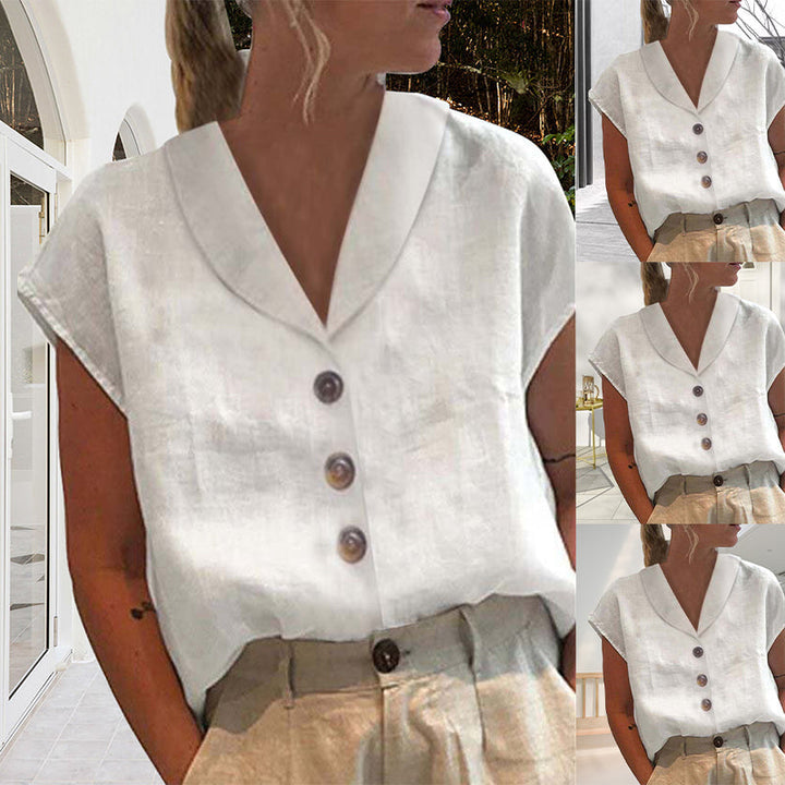 Stylish women's blouse with collar and buttons - Vivienne