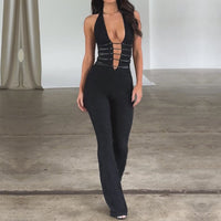 Black Transparent Lace-Up Jumpsuit – Noa