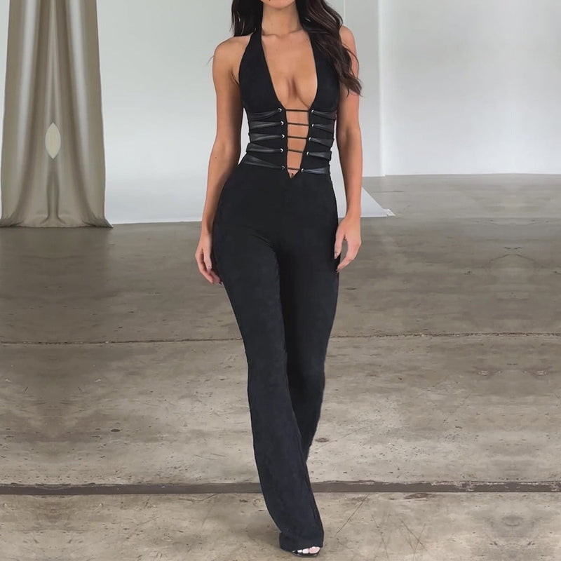 Black Transparent Lace-Up Jumpsuit – Noa