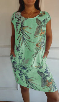 Bedrucktes Kleid mit Rundhalsausschnitt – Eveline