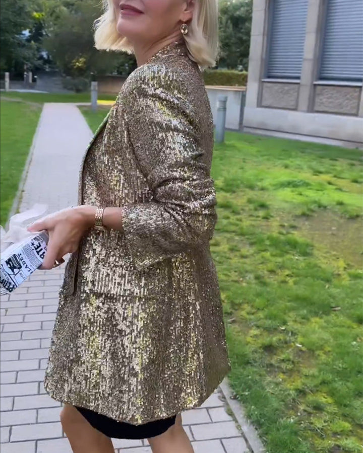 Golden Glitter Jacket with Sequins - Rosamund