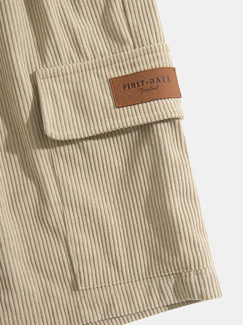 Trendy Beige Corduroy Cargo Summer Pants – Tobias