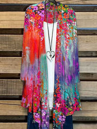 Long women's jacket with floral pattern – Liva