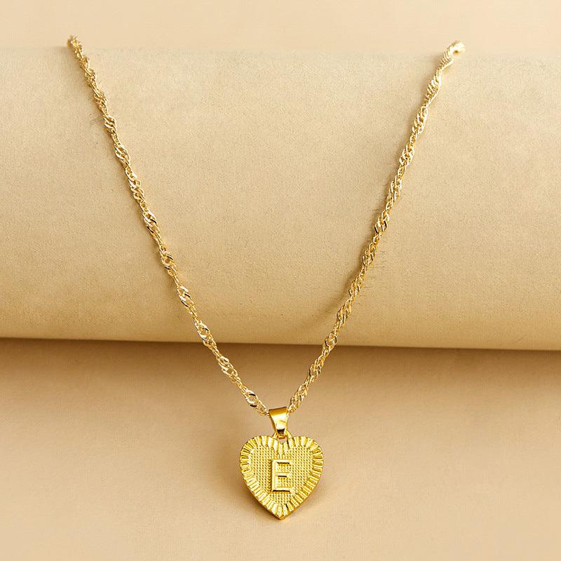 Golden Initial Heart Pendant Necklace - Amara