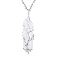 Stylish Crystal and Tree of Life Gemstone Necklace – Elara