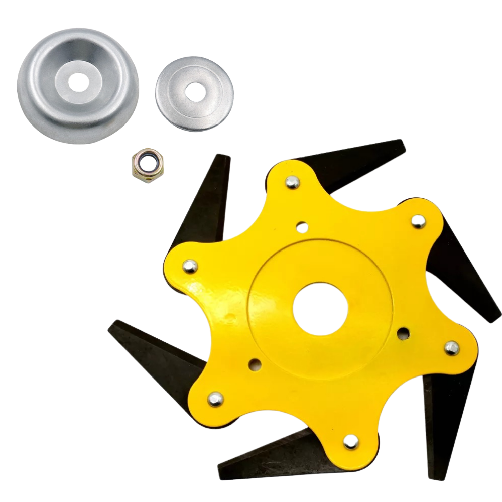 Robust brush cutter head with 6 steel blades – TrimmBlade
