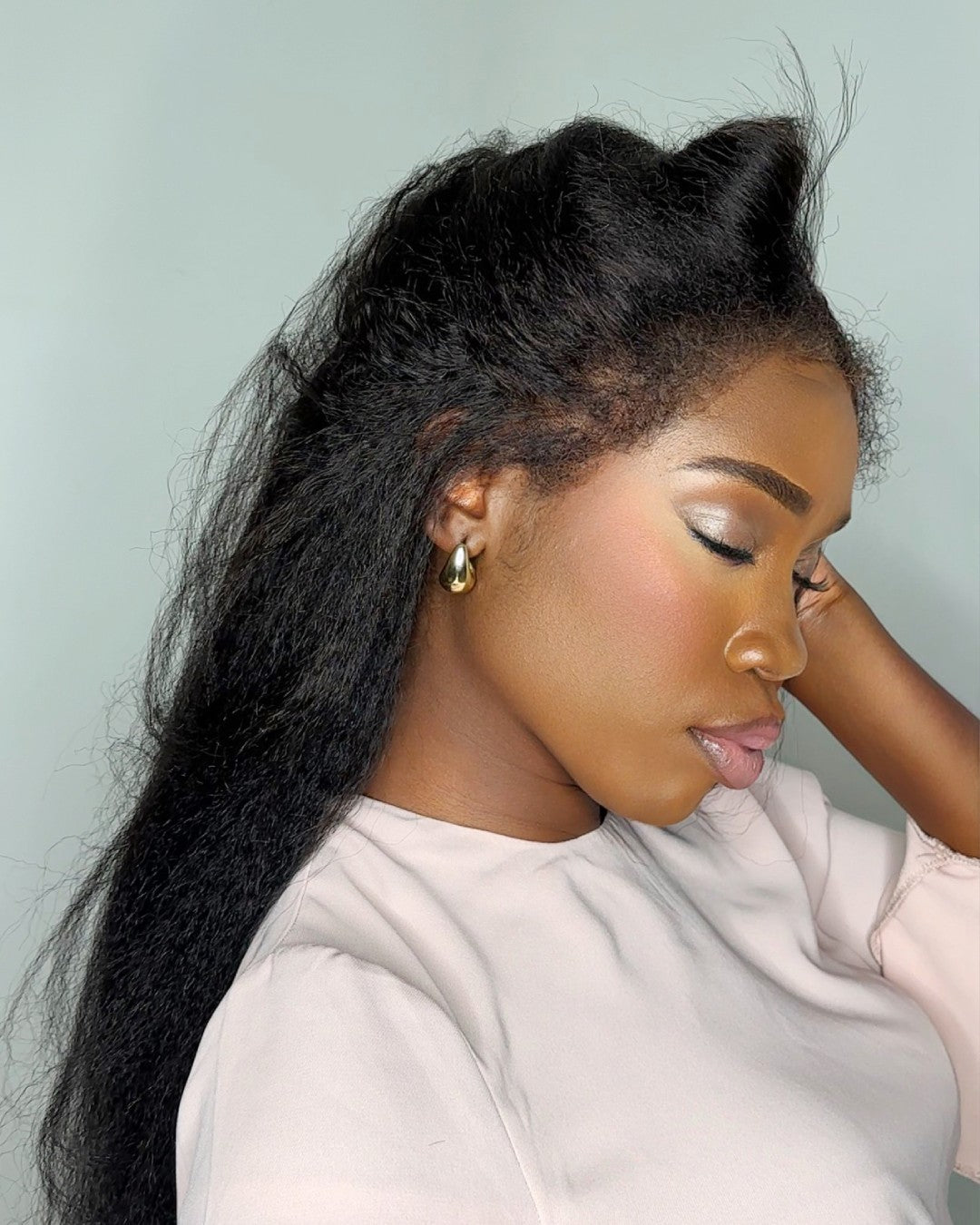 Black HD Lace Wig with Curly Edge – Imani