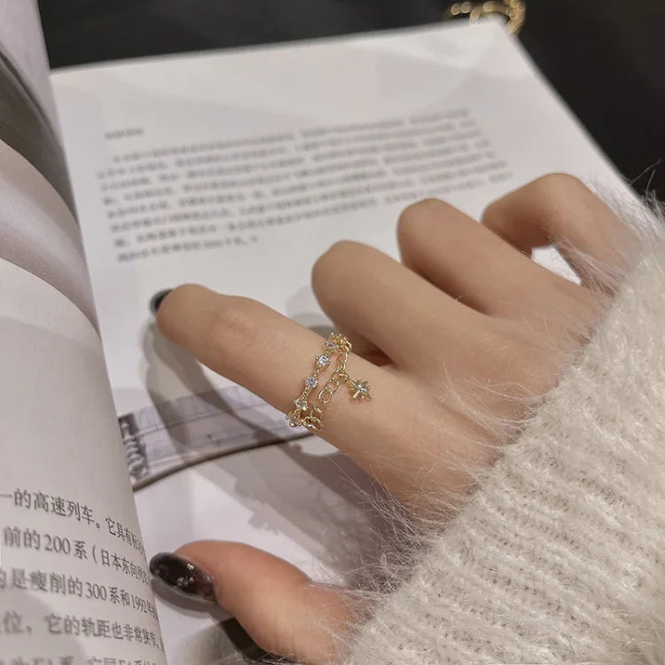 Anillo de cadena con hexagrama dorado – Lyra