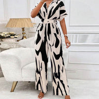 Summer Print Jumpsuit with V-Neck – Noemi