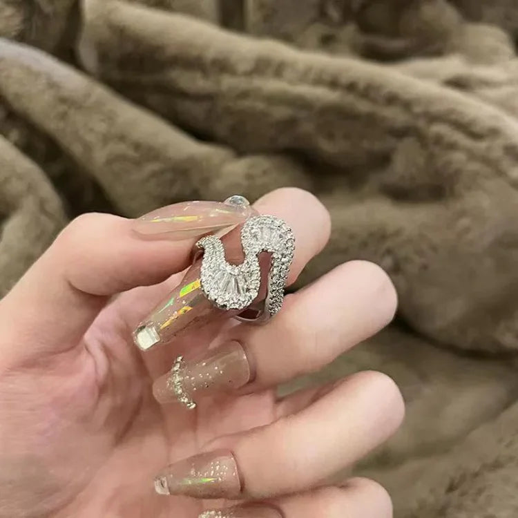 S-shaped Silver Zirconia Ring – Seraphine