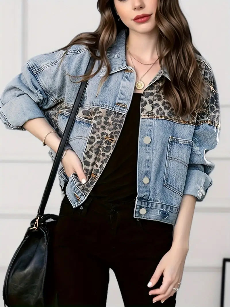 Wildly Chic Leopard Print Denim Jacket – Leona