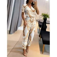 Trendy women's jumpsuit with short sleeves & wide legs – Alina