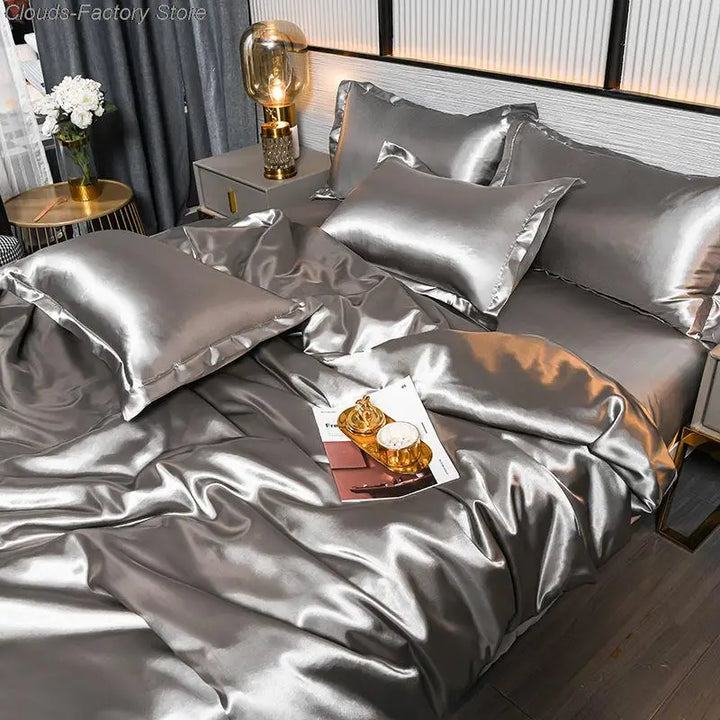 Luxe Uni Satin Duvet Cover - SilkSerenity