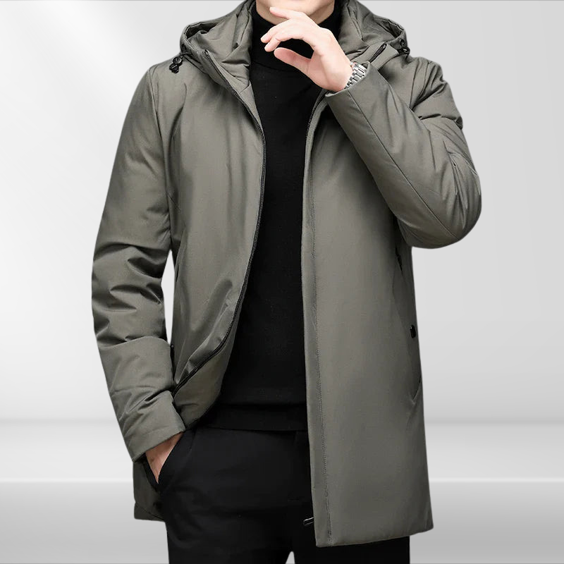 Classic men's hooded jacket with duck down filling – Matteo