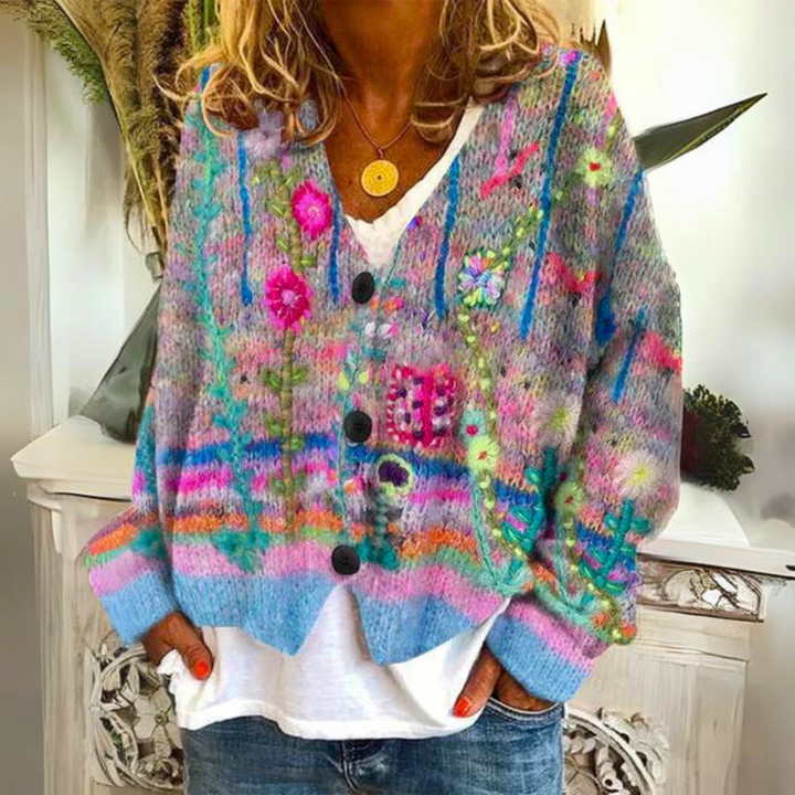 Chaqueta de punto cálida para mujer con estampado – Liv