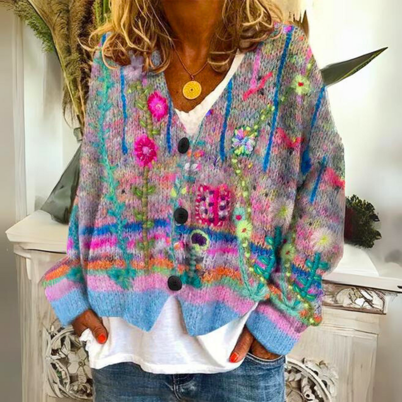 Chaqueta de punto cálida para mujer con estampado – Liv