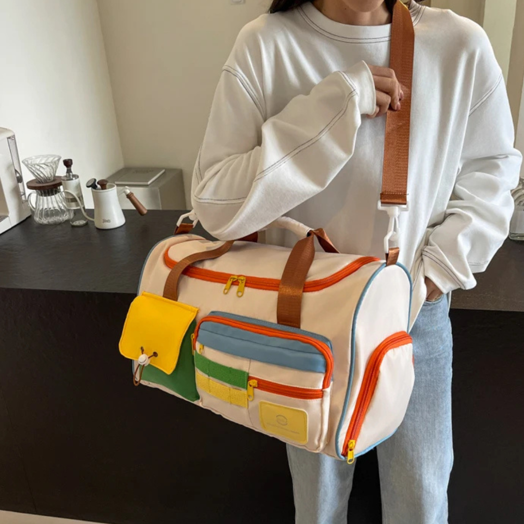Lightweight Duffel Bag with Color Blocks - FlexaBag