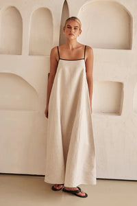 Beige summer dress with feminine silhouette – Isara