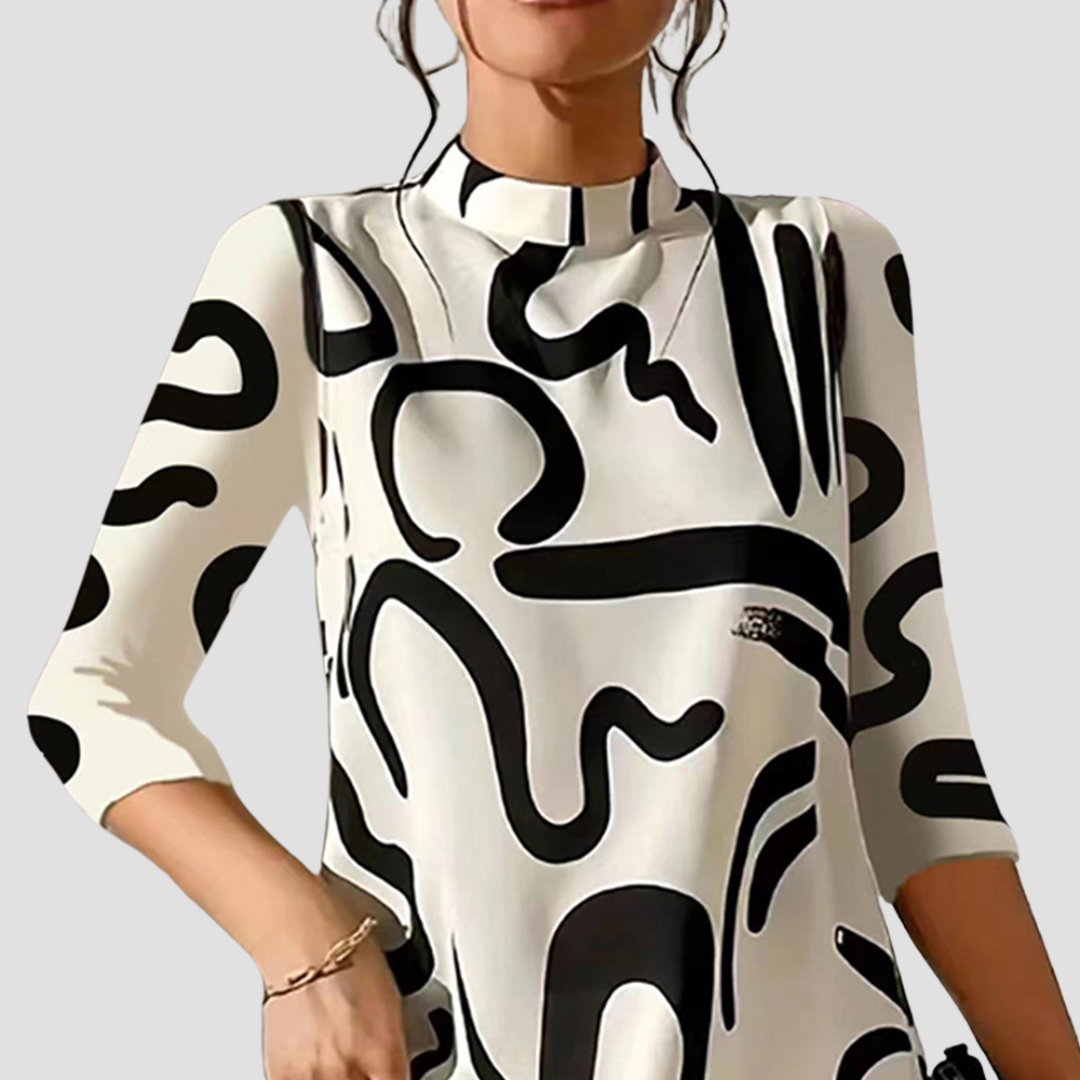 Mini dress with long sleeves & round neckline – Elanora