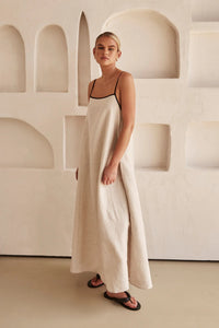 Beige summer dress with feminine silhouette – Isara