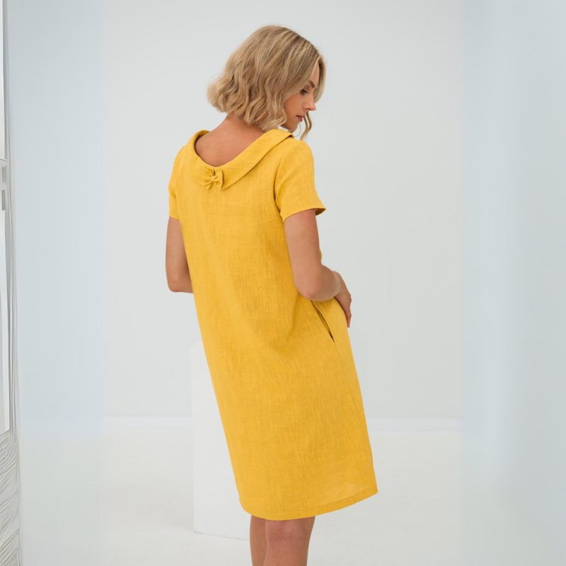 Stylish summer dress made of linen-cotton blend - LinaLuft