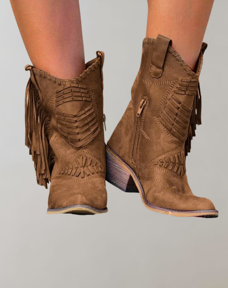 Stilvolle Damen Stiefel mit Fransen - Selena